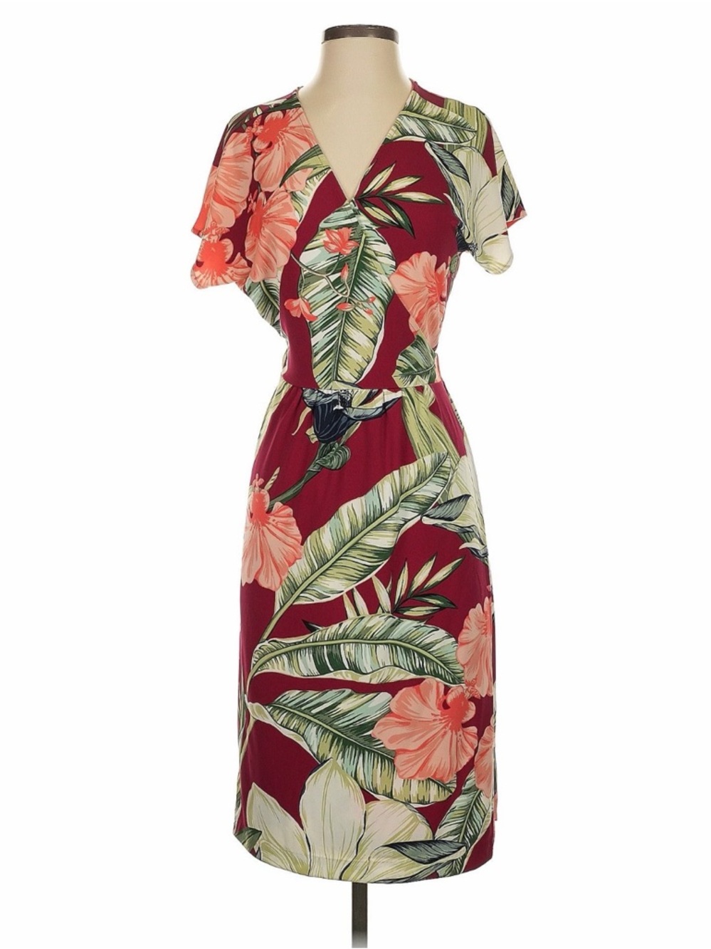 Ann Taylor Tropical Floral Wrap Midi Dress 2